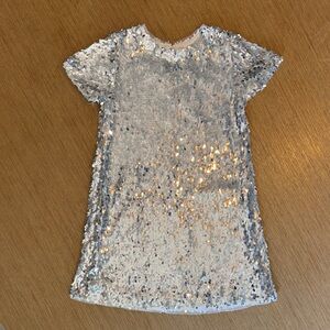 Zara Kids Silver Sequin Short Sleeve Dress